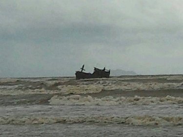 The Rohingya boat, washed ashore at Satun's Rawai beach early today