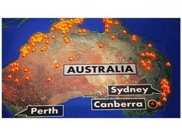 Flames from NSW bushfires appear to have spread all over Australia in this national map for American television