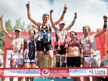 Winners are grinners: the podium crush after the Laguna Challenge