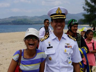 Phuketwan reporter Chutima Sidasathian enjoys a laugh with the Navy