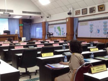 The Patong Council chambers today, well short of councillors for a quorum