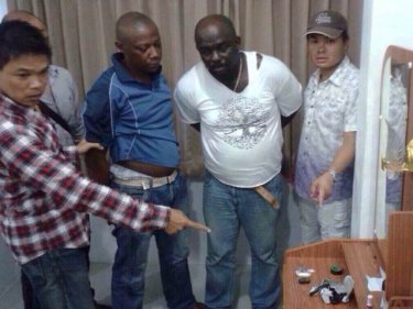 The two men arrested in a cocaine drugs sting in Patong yesterday