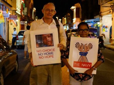 Alan Morison and Chutima Sidasathian protest on Phuket