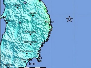 Location of the 6.9 magnitude seaquake off Japan's coast