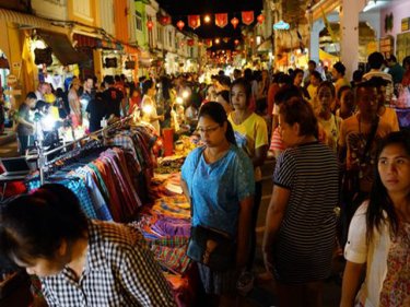 Phuket's walking street in Thalang Road proves popular on Sundays