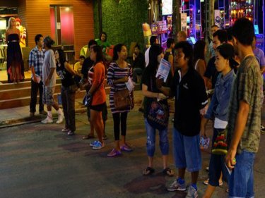 This wall of touts greeted tourists in Patong's Soi Bangla one night last year