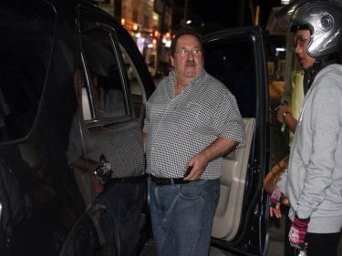 Salvatore with his smashed Toyota Fortuna last night in Phuket City