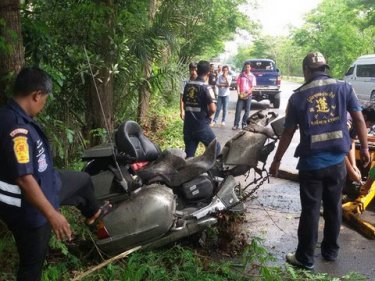 Wreckage of the Phuket bike on the main road to Bangkok today