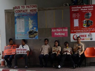 Little sign of life in the sidelined Phuket airport bus zone this week