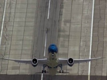 In what appears to be an almost vertical takeoff, a 787-9 Dreamliner