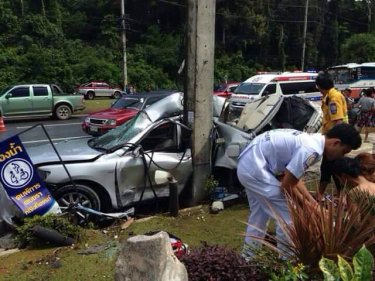 Wreckage is strewn across Phuket's main thoroughfare today