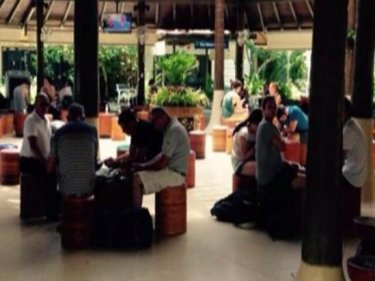 Passengers waiting at Samui for the missing flight to Phuket