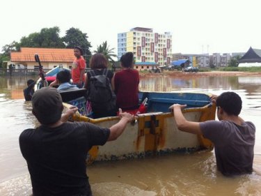 Boats became the preferred transport in parts of once-dry Phuket today