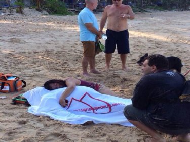 The tragic scene at Nai Harn beach after a Swiss expat drowned today