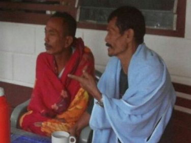 Rescued seamen Ponboon Jindakorn, 52, and Anan Bowpong, 49