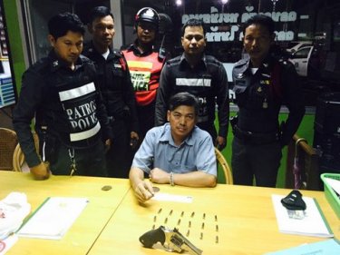 Amnart Choodate, 38, with illegal handgun and ammunition in Patong