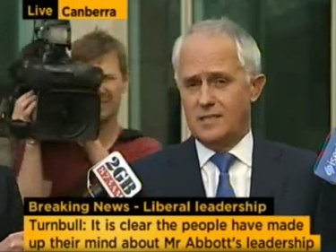 Malcolm Turnbull tells the media of his challenge for Liberal leadership