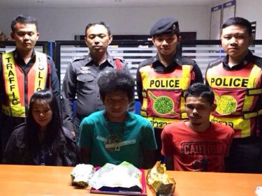 The three suspects held by Tachatchai checkpoint police on Phuket