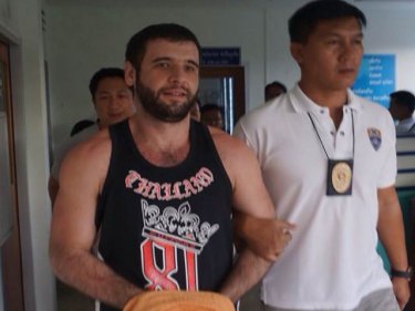 The young Russian, an alleged gangster, is taken into custody on Phuket