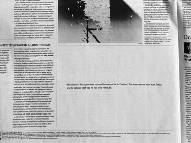 The International New York Times Opinion page with article removed
