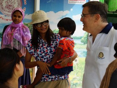 Brad Kenny helping out at a Rohingya shelter north of Phuket this year